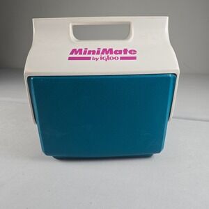 Vintage Igloo MiniMate Cooler Teal White Pink Retro Personal Cooler USA 90s